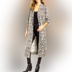 AFRM Hendrix Snakeskin Print Duster with Pockets Size XLG